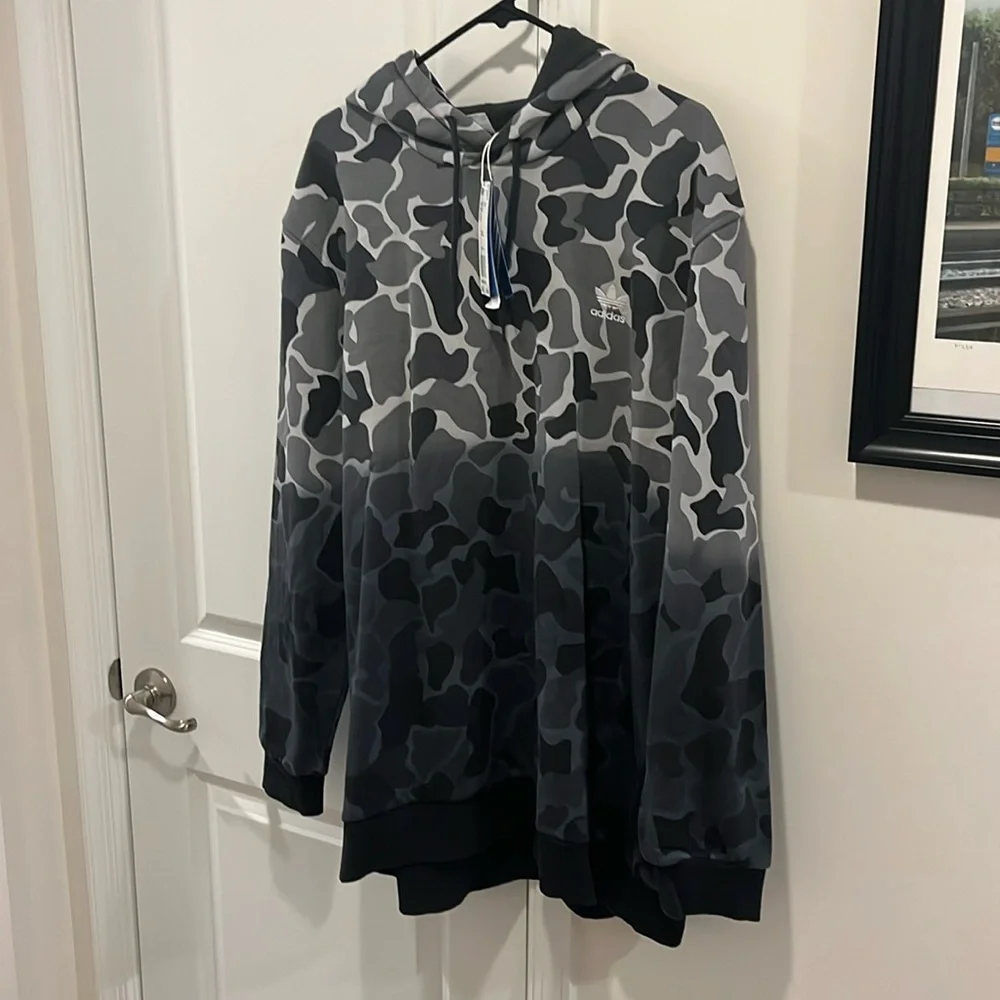 Adidas Trefoil Camo Camouflage Hoodie Sweatshirt black Shirt Mens Size XL